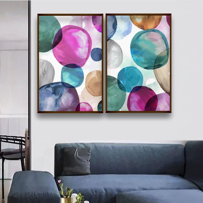 Orbicella Canvas Wall Painting - Set of Two