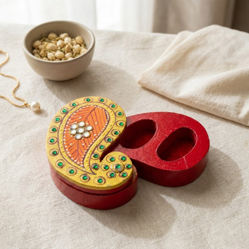 Meenakari Orange Kerry Kum Kum Roli Box