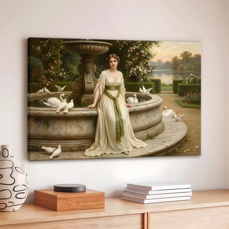 Fountainside Beauty Canvas Wall Art - 380 GSM