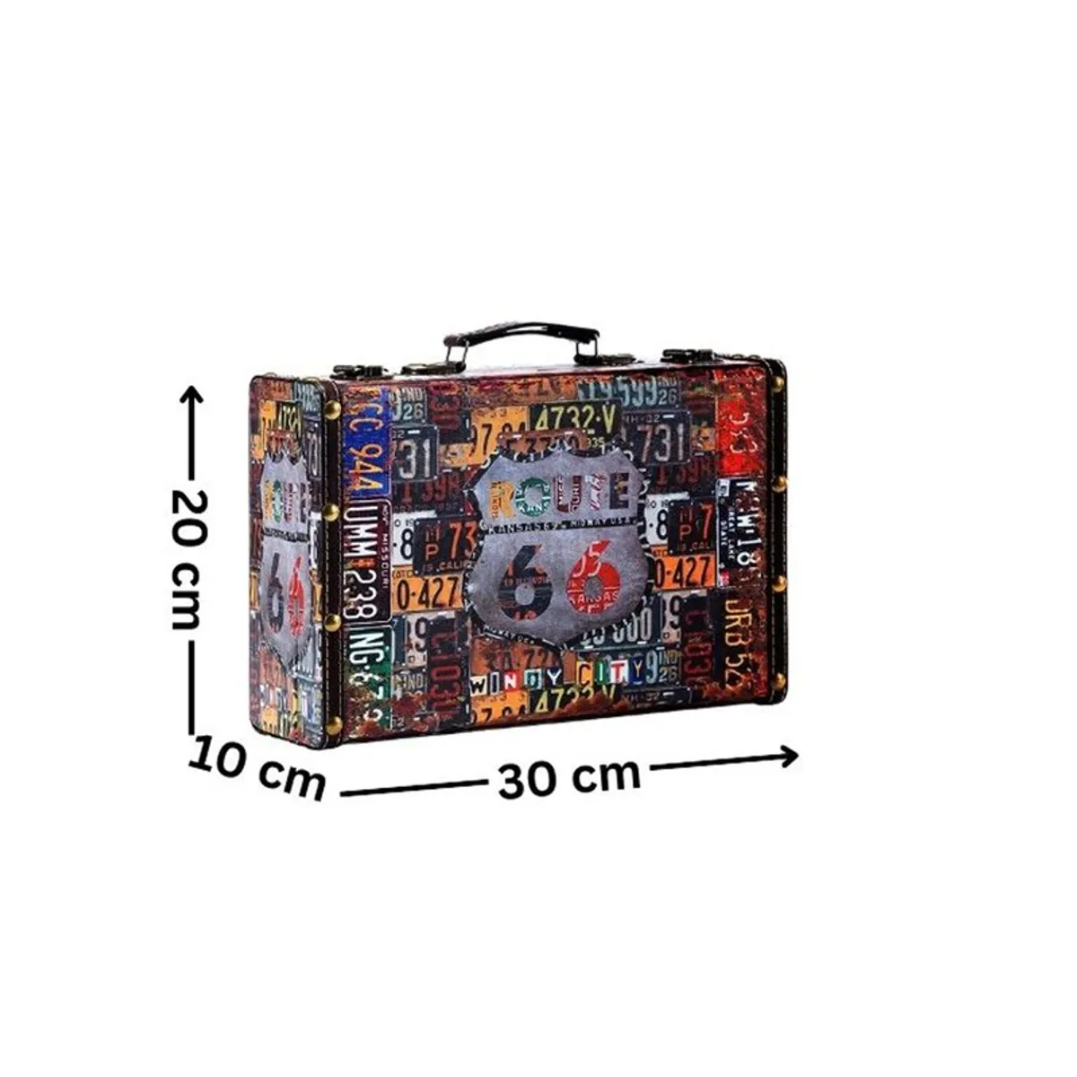 Multicolour rectangular storage box shown with size illustration