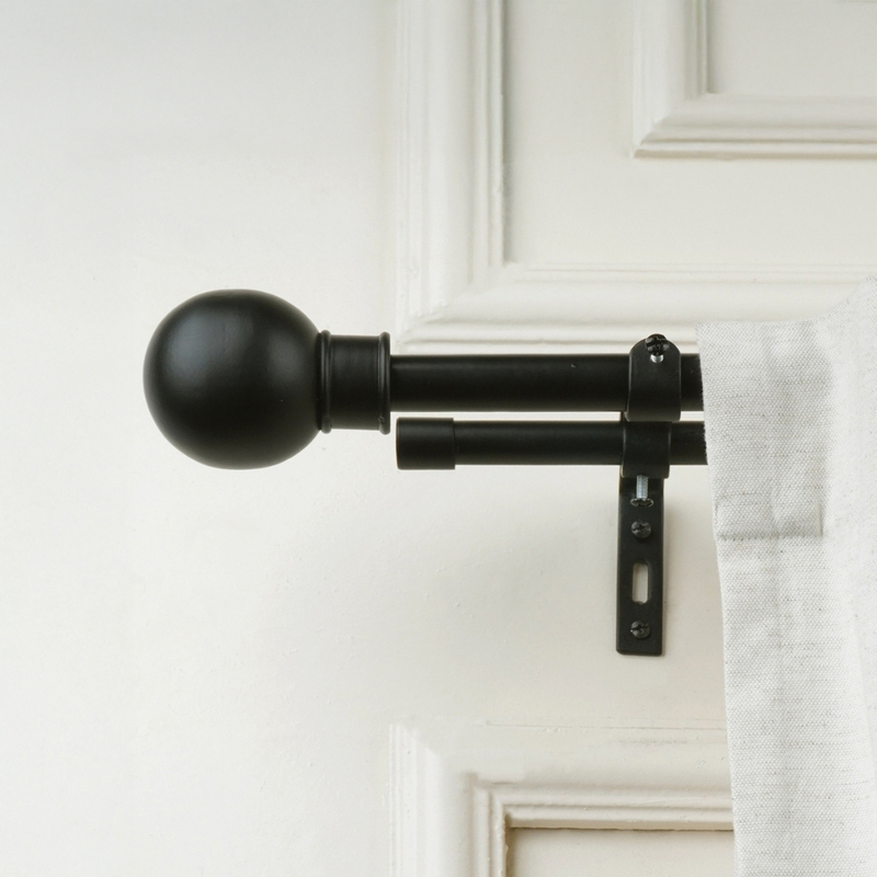 Orbette Duo Extendable 1" Double Curtain Rod With Round Finial & Brackets