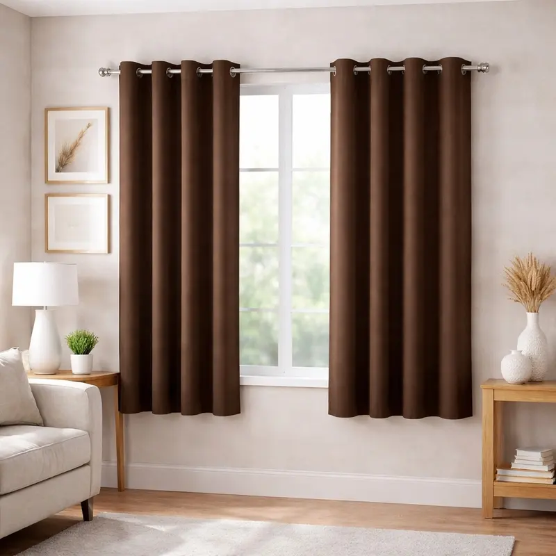 Form Fit Velvet Curtain (Brown) - Set of Two