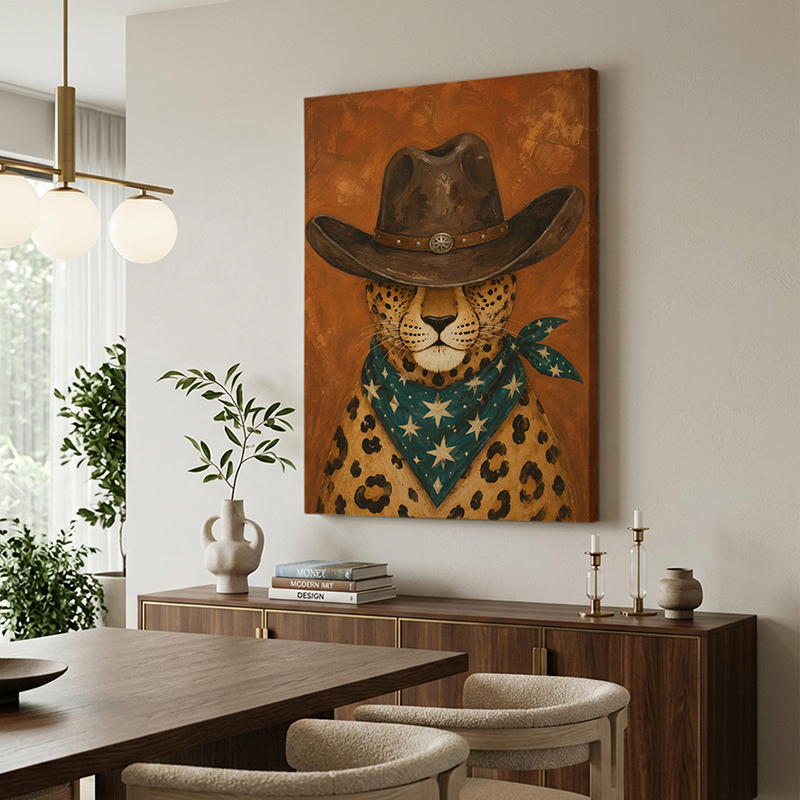 Cowboy Cheetah Canvas Wall Painting - Small