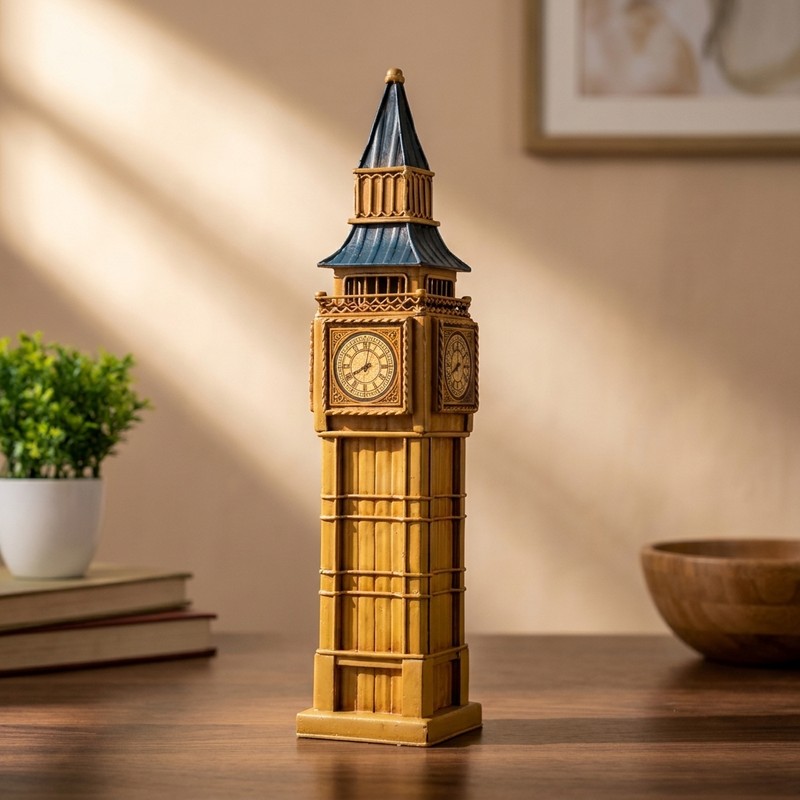 Retro Clock Tower Iron Showpiece