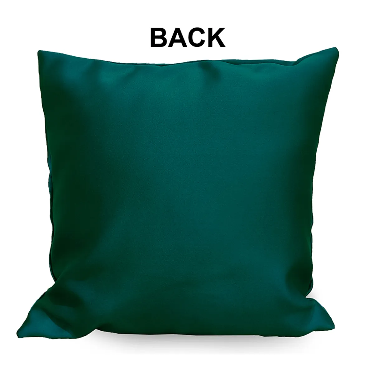 Plain teal-green back of a square cushion cover