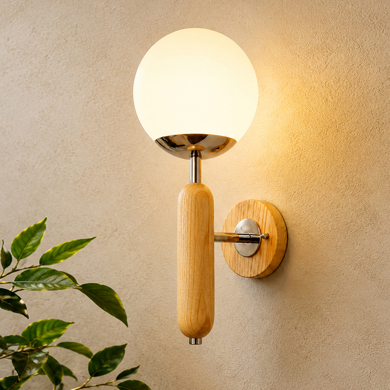 Valencia Glass & Wooden Wall Lamp