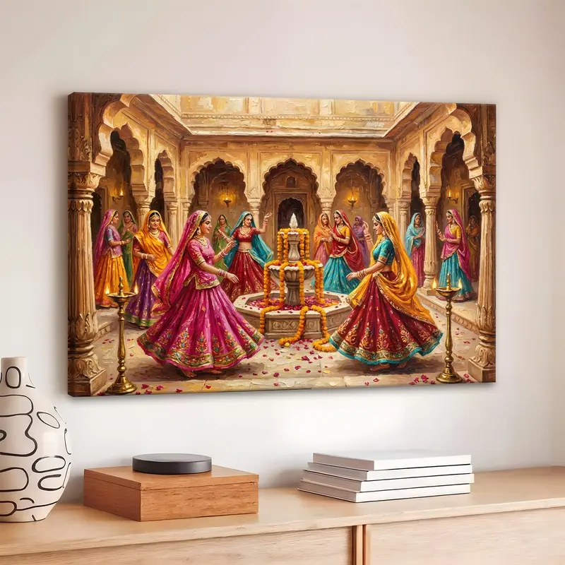 Palace Courtyard Folk Dance Canvas Wall Painting