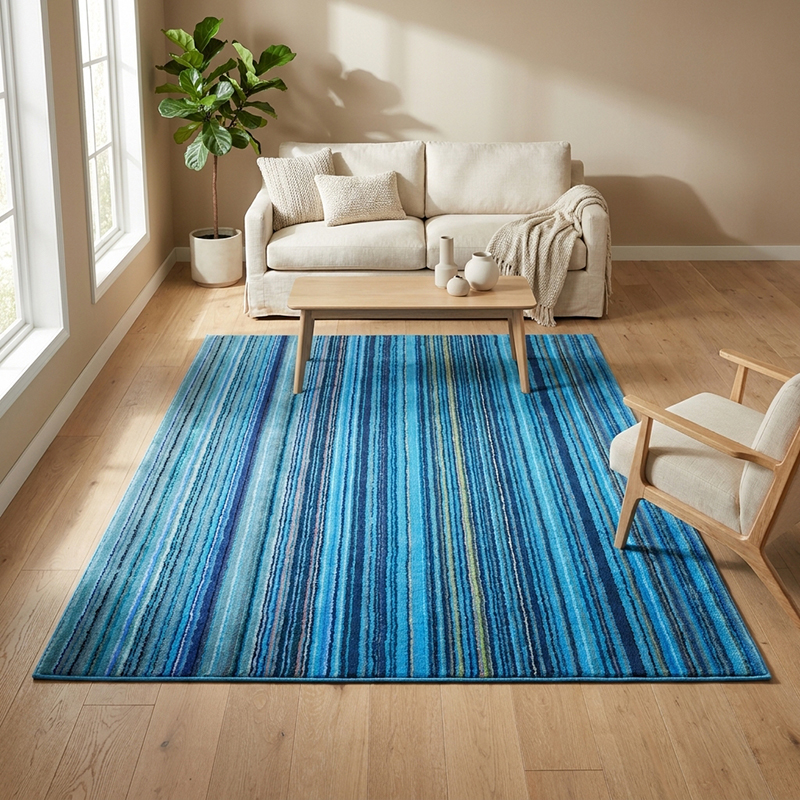 Vibe Soft Touch Anti Skid Carpet- Blue - 3 x 5 ft