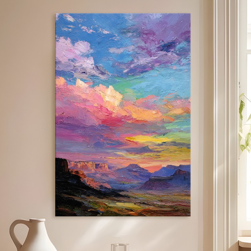 Canyon Sunset Gallery Wrapped Canvas Wall Painting