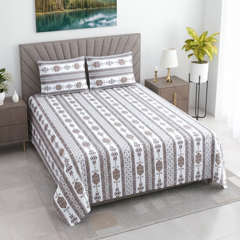 Cultural Weaves Cotton Bedsheet (Brown) - 400 TC - Queen/Double