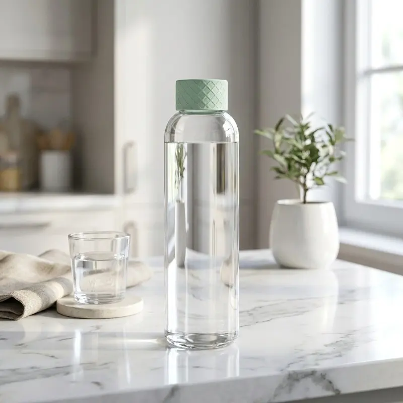 Clarity Bloom Glass Water Bottle (1000 mL) - Green