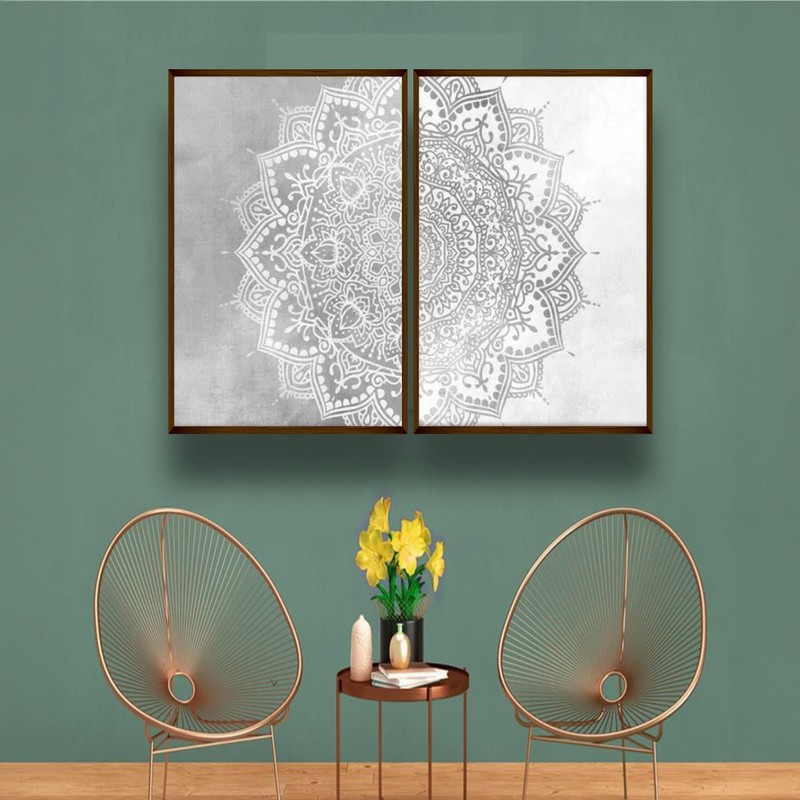 Celestial Mandala Canvas Wall Painting - Set of Two