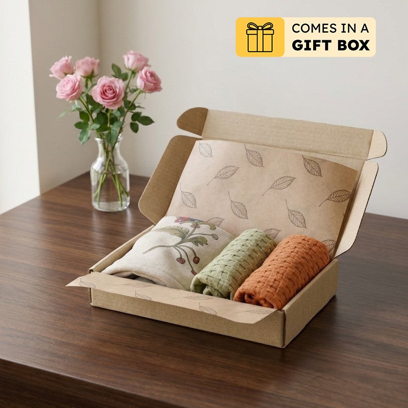 Plushara Bamboo Cotton Hand Towels with Box - Set Of Three - Bundles