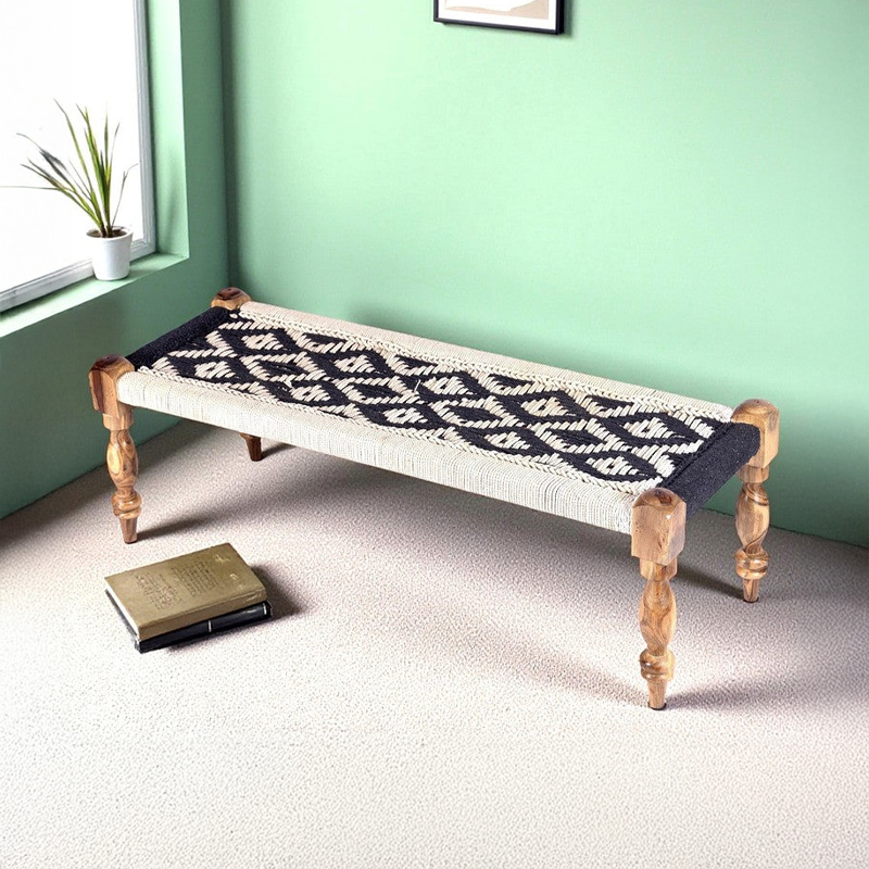 Calrix Sheesham Wooden Bench - Black,White