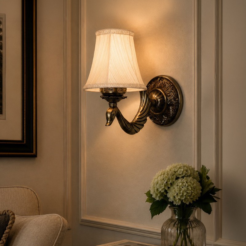 Ravelle Regal Cotton Wall Lamp - White