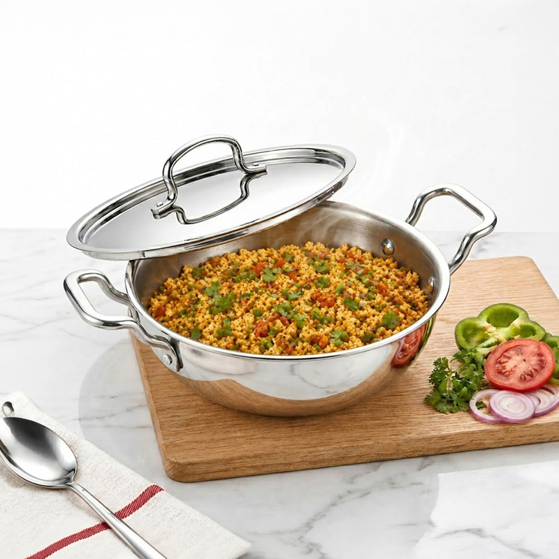 Solara Aroha Triply Kadhai with Steel Lid - 2500 mL - 2500 mL