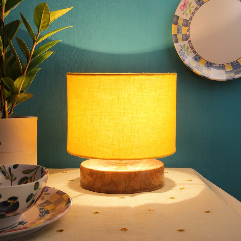 Caudex Wooden Table Lamp - Yellow