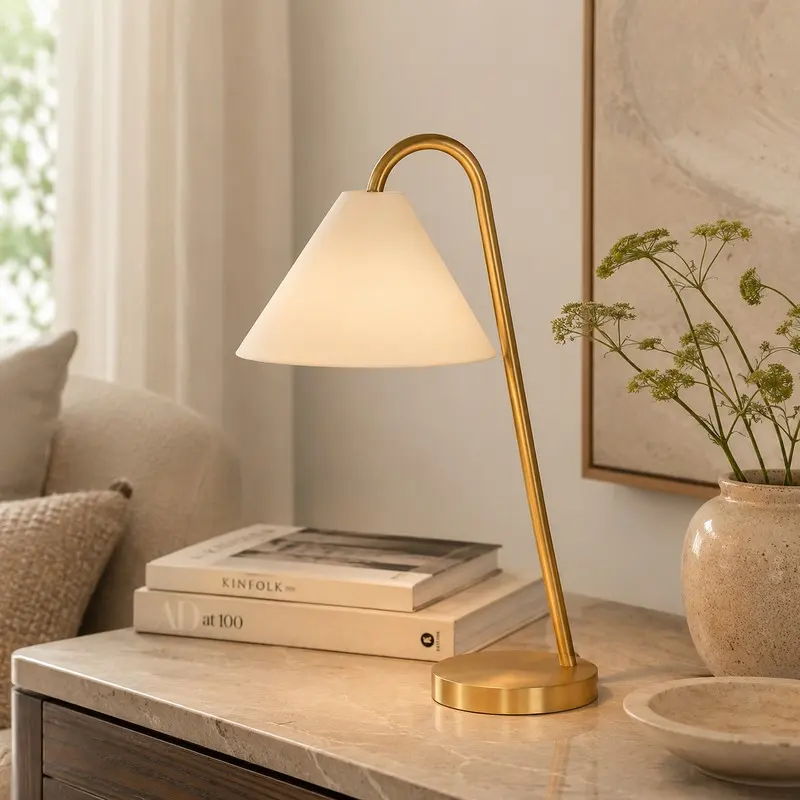 Swan Neck Cotton Table Lamp