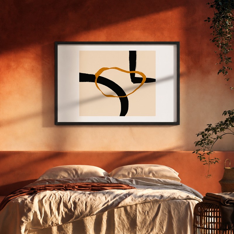 Curved Contrast Canvas Wall Painting With Frame
