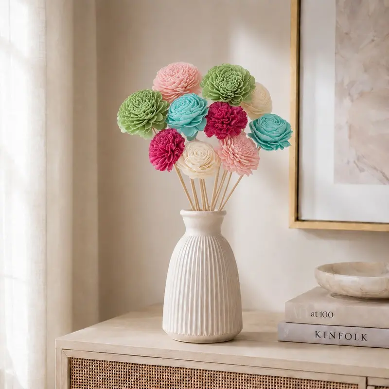 Whimsical Garden Blossom Sola Wood Artificial Flower Sticks - Set of Ten