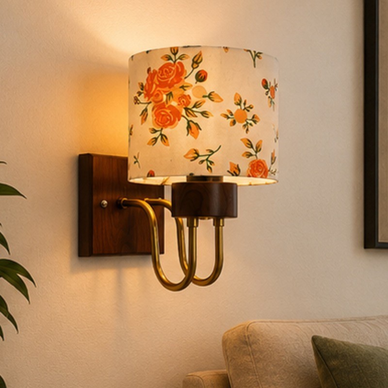 Aurevia Loop Cotton Wall Lamp - Orange & White
