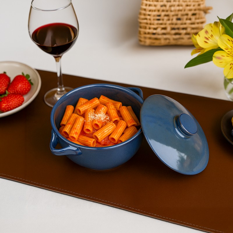 HeatNest Ceramic Casserole With Lid (1200 mL) - Blue - 1200 mL