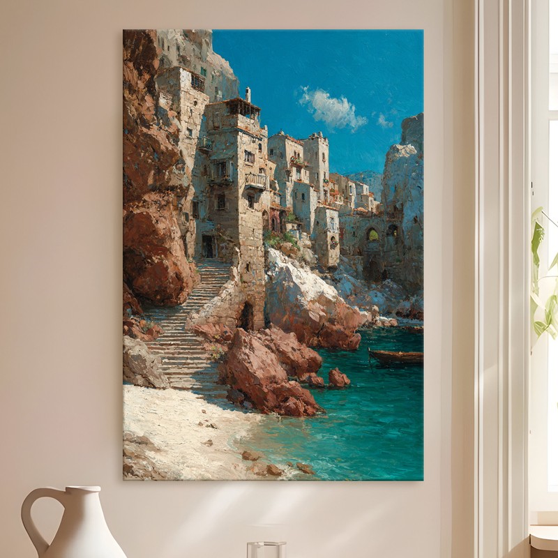 Cliffside Cove Gallery Wrapped Canvas Wall Painting