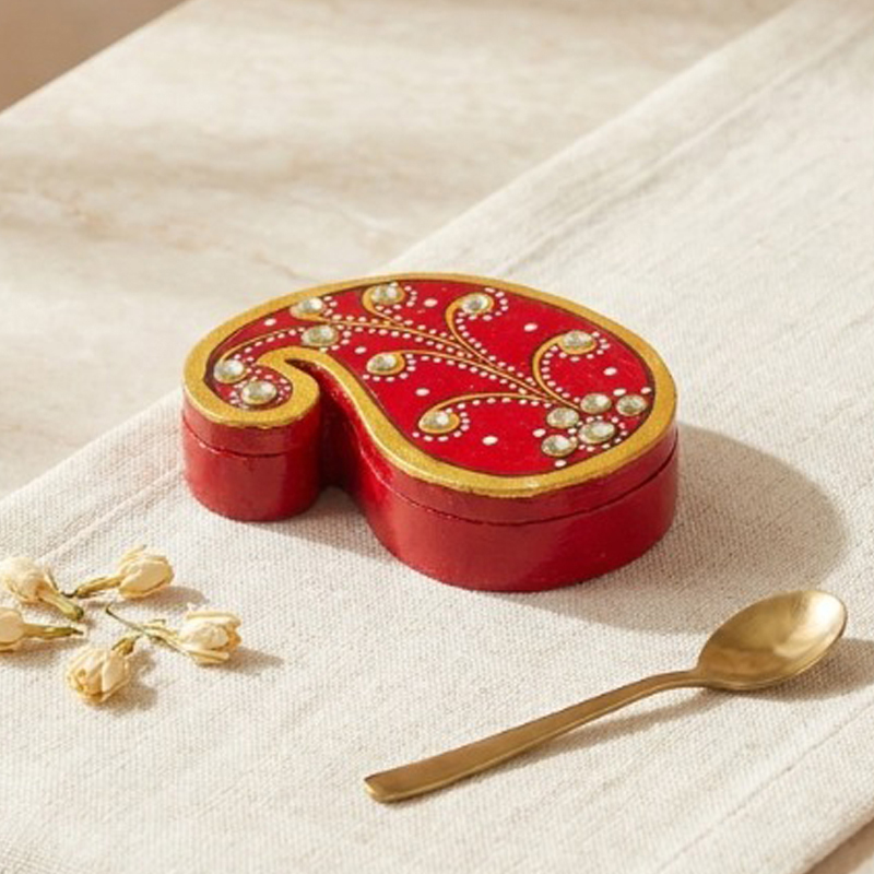 Meenakari Red Small Kum Kum Roli Box