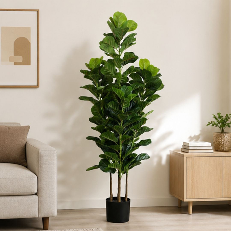 160 cm (5.2 ft) Haven Fiddle Leaf Fig Artificial Plant With Black Plastic Pot