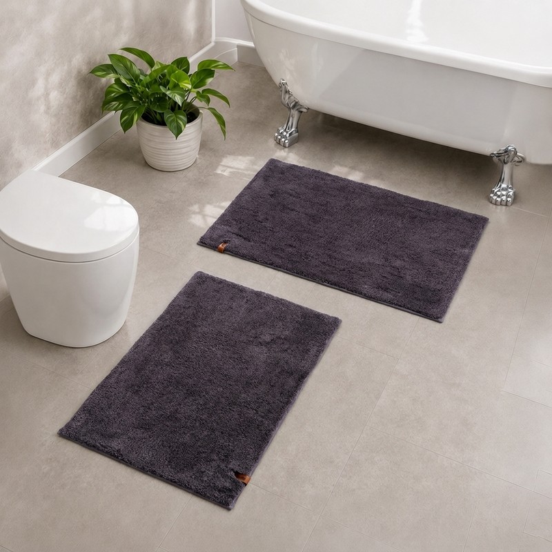 Cascata Anti Skid Bath Mat (Dark Grey) - Set of Two - 50 x 75 cms