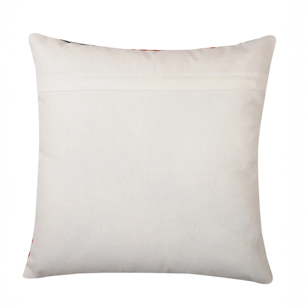 Back view of the plain white cushion cover with a concealed-looking closure edge