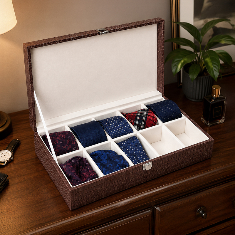 Noir Velvet Timepiece MDF Storage Box - Brown