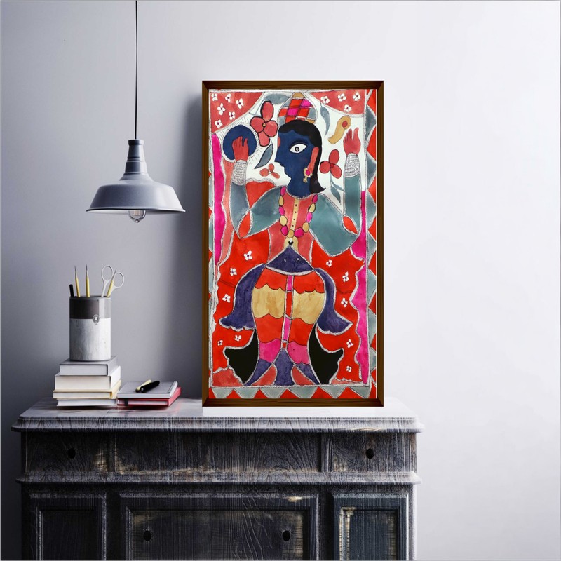 Madhubani Folk Canvas Wall Painting - Small