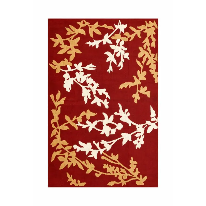 Free Form Velvet Carpet - Maroon,White
