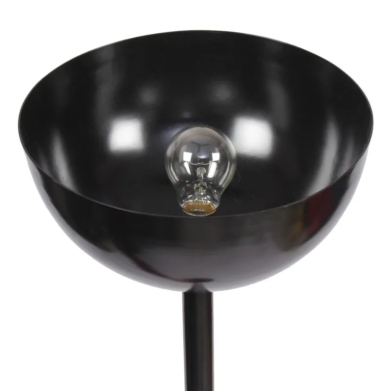 Close-up of the black metal bowl shade with bulb holder
