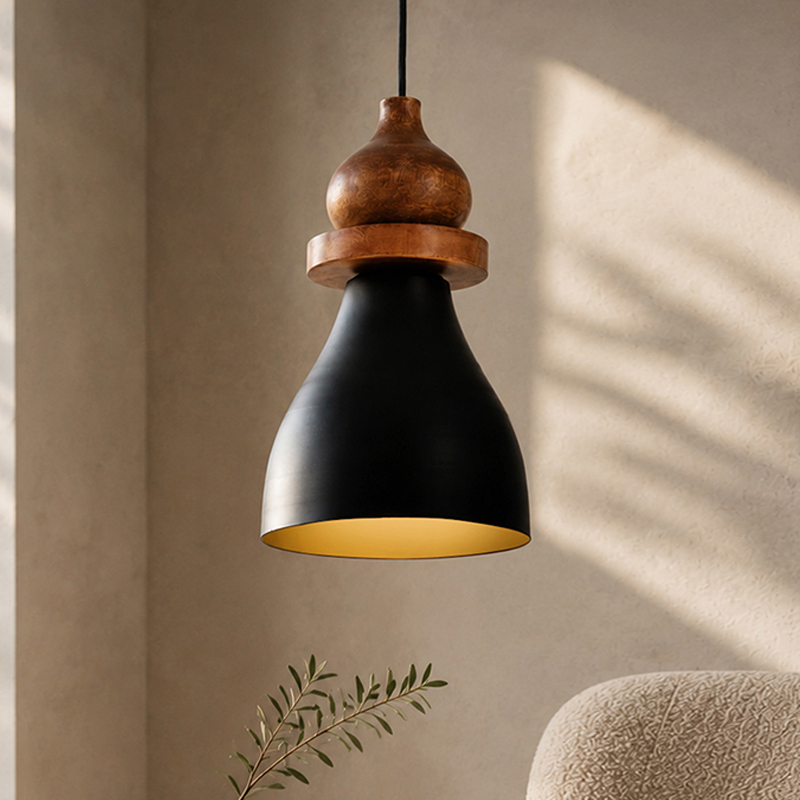 Brunel Noir Metal Ceiling Lamp - Black