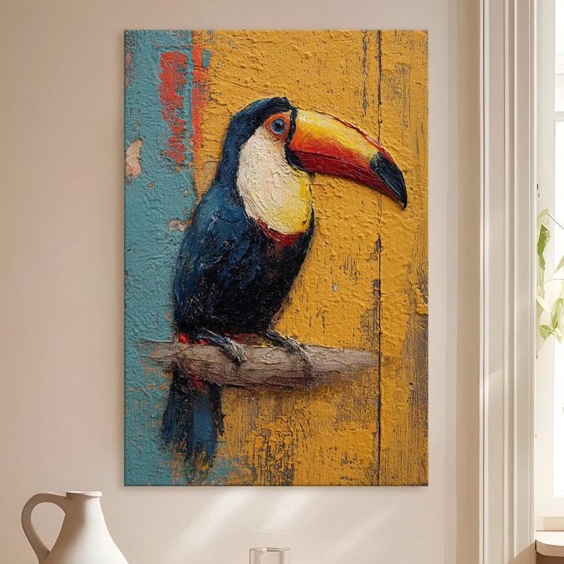 Perched Toucan Gallery Wrapped Canvas Wall Painting