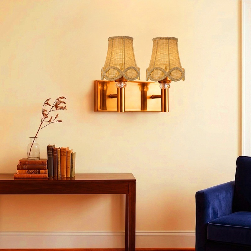 Noirvine Twin Jute Wall Lamp - Beige