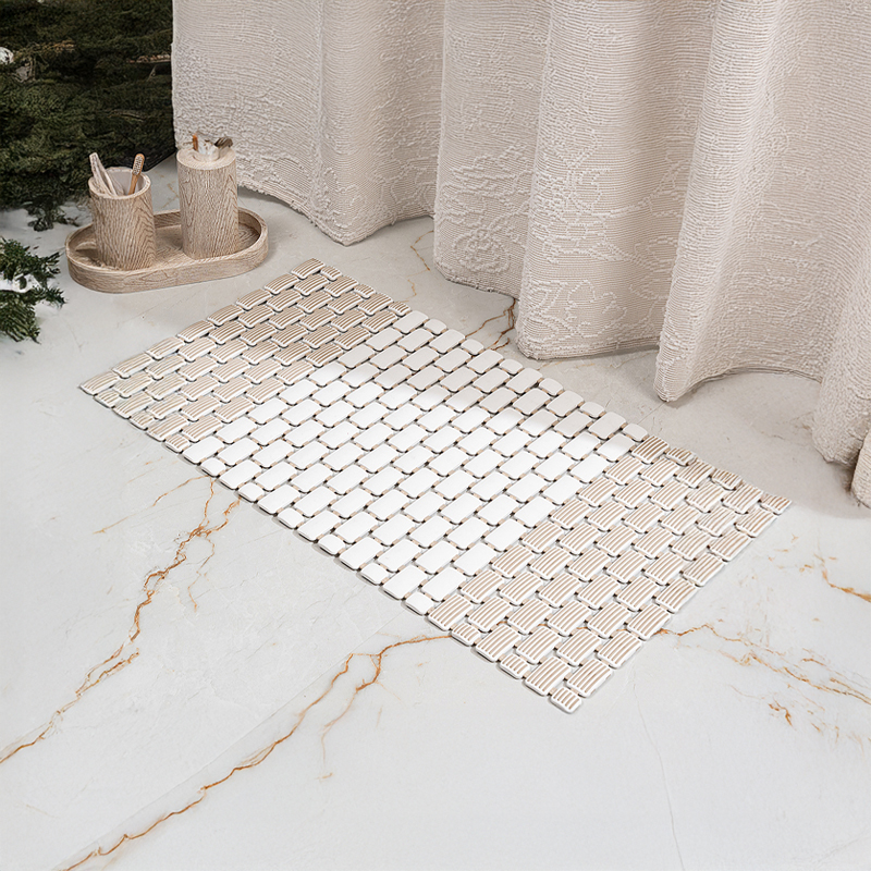 Blush Scale Serenity Anti Skid PVC Bath Mat - Beige,White