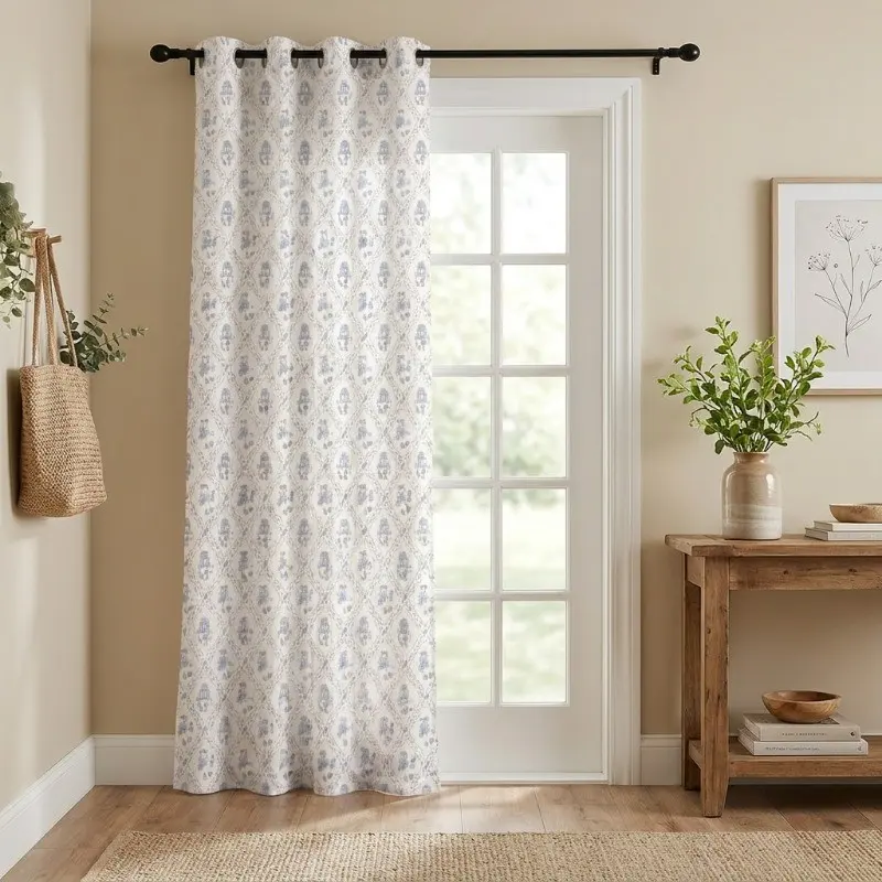 Dreamzy Printed Cotton Curtain - Blue