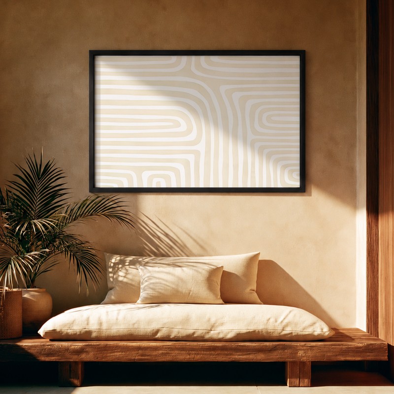 Contour Maze Canvas Wall Painting With Frame