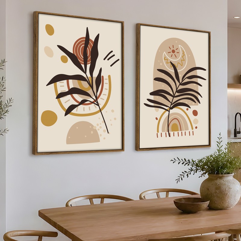 Solstice Reverie Canvas Wall Paintings - Set of Two