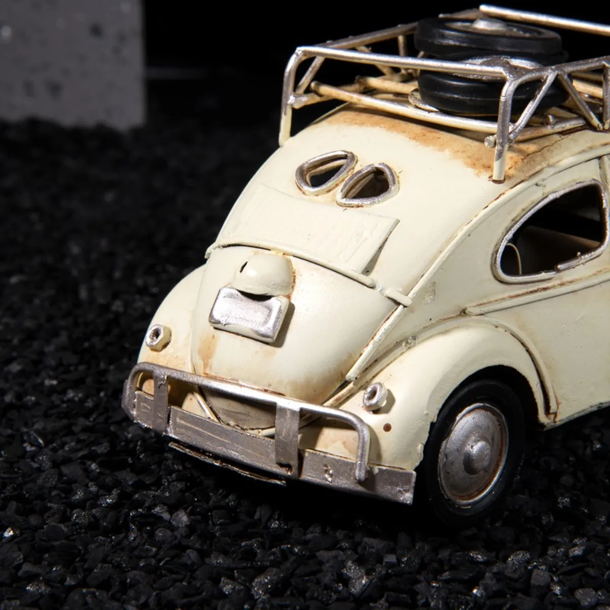 Close-up of the rear detailing on the vintage car showpiece