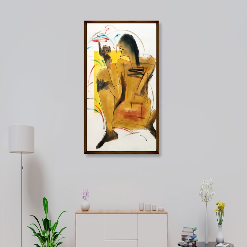 Saffron Strokes Canvas Wall Painting - Small