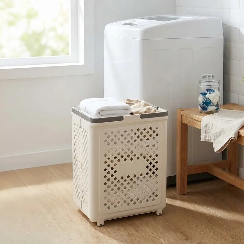 Linen Vault Laundry Basket - Beige