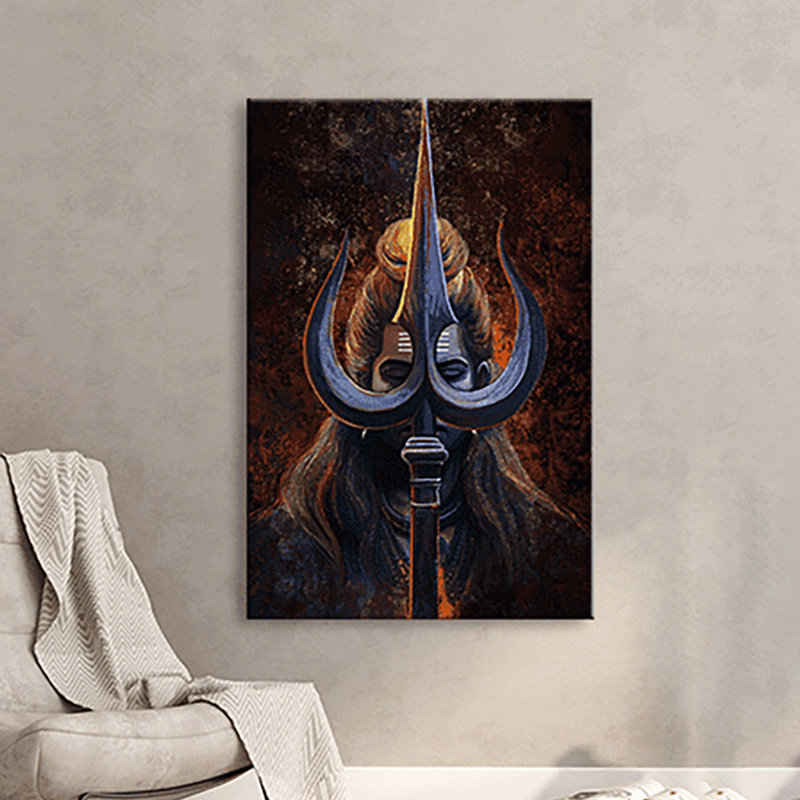 Mighty Shiva Canvas Wall Painting - Small