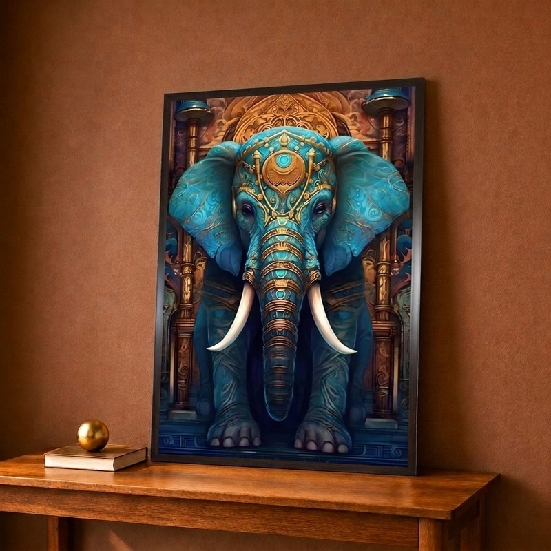 Majestic Blue Elephant Canvas Wall Painting