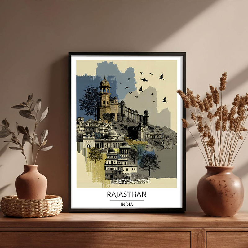 Majestic Fort of Rajasthan Wall Art With Black Frame - Small