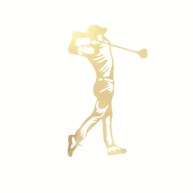 Gold golfer silhouette wall accent shown against a white background