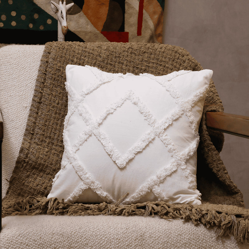 Marshmallow Matrix Tufted Cushion Cover - Ivory